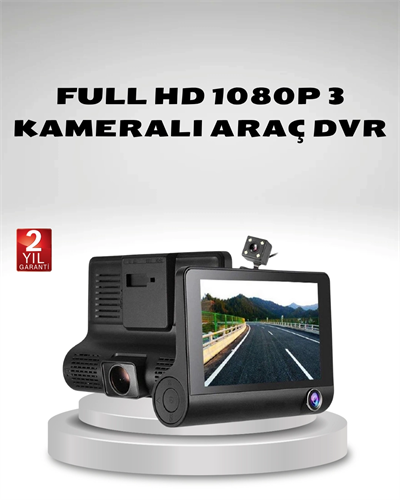 Araç Kamerası 3’lü Full HD DVR 1080P Gece Görüşlü ve G-Sensörlü