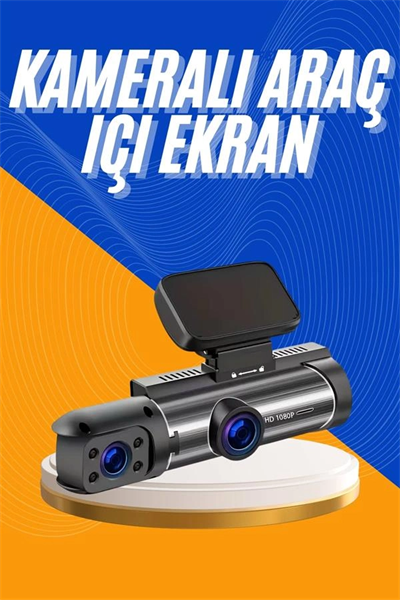 Araç Kamerası Black Box Çift Kameralı Ekranlı Full HD Sürüş Kamerası