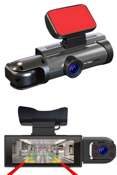 Araç Kamerası Black Box Çift Kameralı Ekranlı Full HD Sürüş Kamerası