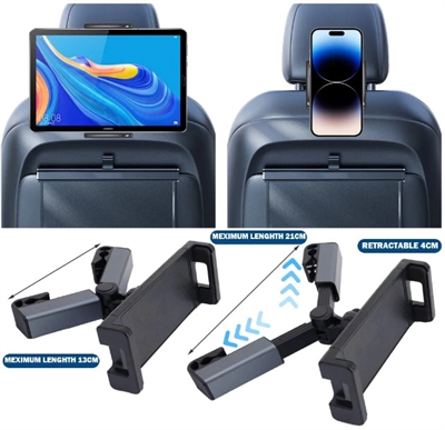 Araç Koltuk Arkası Tablet Tutucu, Telefon Tutucu, Tablet/Telefon Tutucu, 360° iPad Pro 12.9 Mini Air, Galaxy Tab A A7 S7, Switch, Surface, 4,7-12,9 inch ile uyumlu