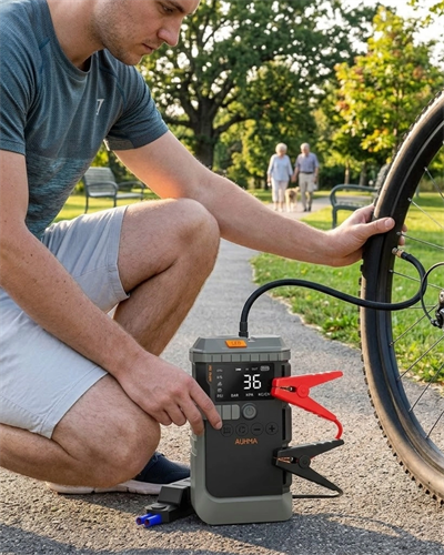 Araç Lastik Basınç Pompası Akü Takviye Powerbank ve SOS Işıklı Çok Fonksiyonlu Cihaz