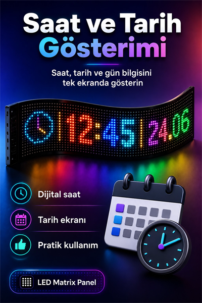 Araç Mağaza Ve Vitrin İçin Renkli LED Kayan Yazı Paneli Kumandalı Ekran