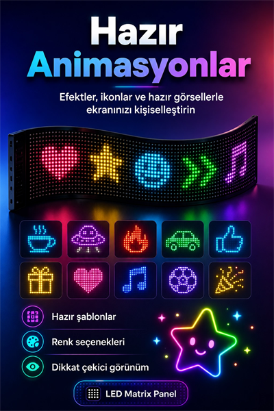 Araç Mağaza Ve Vitrin İçin Renkli LED Kayan Yazı Paneli Kumandalı Ekran