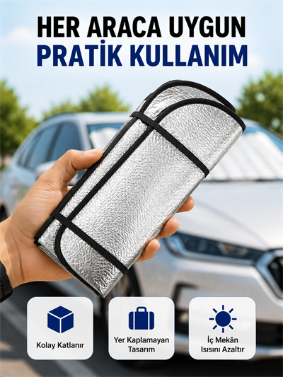 Araç Ön Cam Güneşlik Isı Yalıtımlı Katlanabilir Model Renault Megane Honda Civic Opel Astra Ford Focus