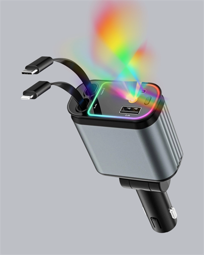 Araç Şarj Adaptörü 66W PD QC Hızlı Şarjlı ve Çekilebilir Kablolu