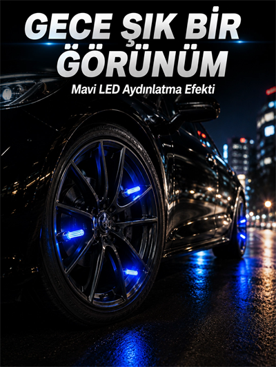 Araç Sibop Işığı 4lü Set Otomatik Yanan LED Lastik Aksesuarı