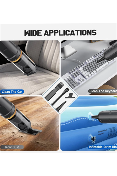 Araç Süpürgesi Şarjlı 120w 20.000pa Göstergeli Yeni Nesil Metal Filtre Extra Vakum Ve Üfleme