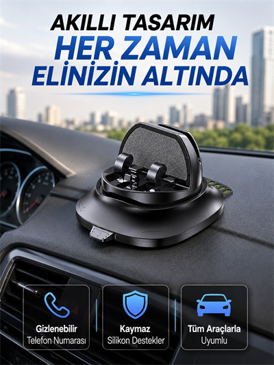 Araç Torpidosu İçin Telefon Tutucu Gizlenebilir Park Telefon Numaralı Stand