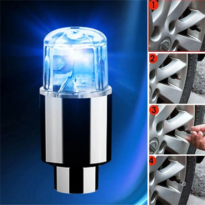 Araç Ve Bisiklet İçin 2’li Mavi Led Hava Valfi Işık Kapakları–gece Parlayan Lastik Lambası Sibop Kapağı Bx40