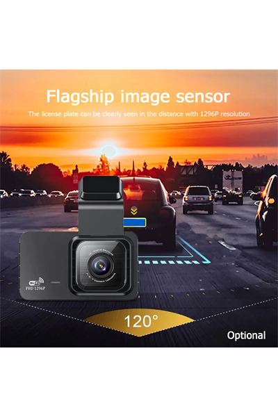 Araç içi çift lens wifi dash cam 1080P gece görüşlü çarpışma algılamalı video kamera