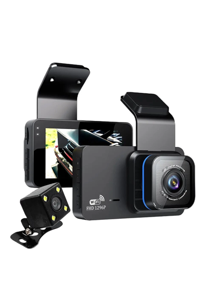 Araç içi çift lens wifi dash cam 1080P gece görüşlü çarpışma algılamalı video kamera