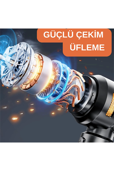 Araç içi süpürge şarjlı gümüş 0-250 watt 71-80 dba 2 yıl garantili 2-3 saat şarj süresi