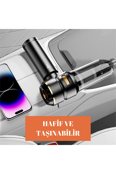 Araç içi süpürge şarjlı gümüş 0-250 watt 71-80 dba 2 yıl garantili 2-3 saat şarj süresi