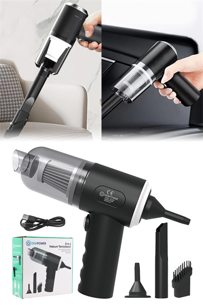 Araç içi süpürge siyah 0-250 watt 5-10 dba ses seviyesi 1-2 saat şarj 2 yıl garantili