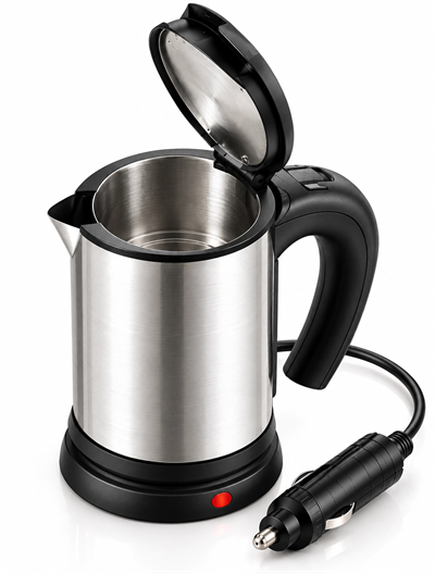 Araçta Sıcak Su Hazırlamak İçin 12V Çakmak Girişli Paslanmaz Çelik Su Isıtıcı Kettle
