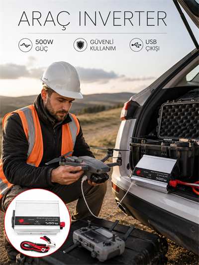 Araçtan Ev Tipi Priz 500W Kullanımı İnvertör