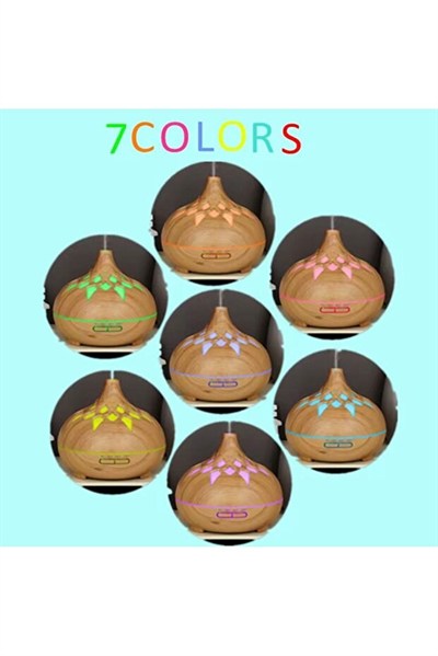 Aroma Difüzör Gece Işığı 7 Led DESENLİ Nemlendirici Kumandalı Buhar Makinesi 550 ml