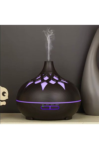 Aroma Difüzör Gece Işığı 7 Led DESENLİ Nemlendirici Kumandalı Buhar Makinesi 550 ml