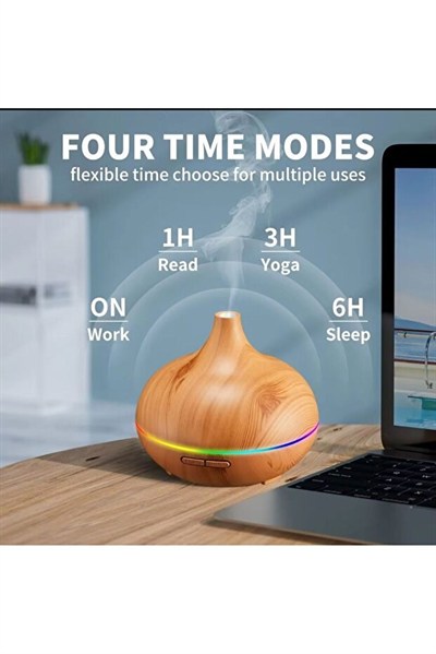 Aroma Difüzör Gece Işığı 7 Led Nemlendirici Kumandalı 550 ml Buhar Makinesi