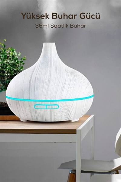 Aroma Difüzör Gece Işığı 7 Led Nemlendirici Kumandalı 550 ml Buhar Makinesi