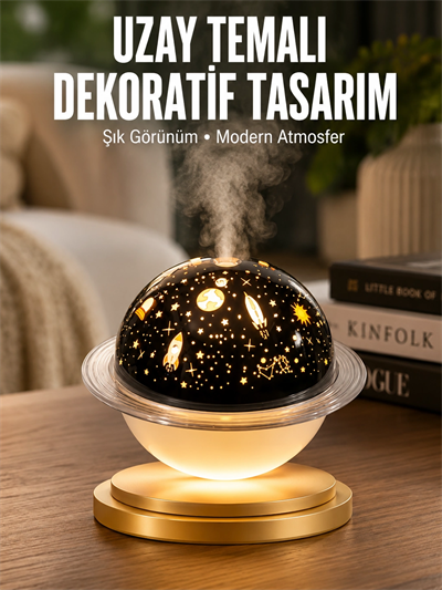 Aromaterapi Hava Nemlendirici Gece Lambası Uzay Model Satürn Oda Kokusu