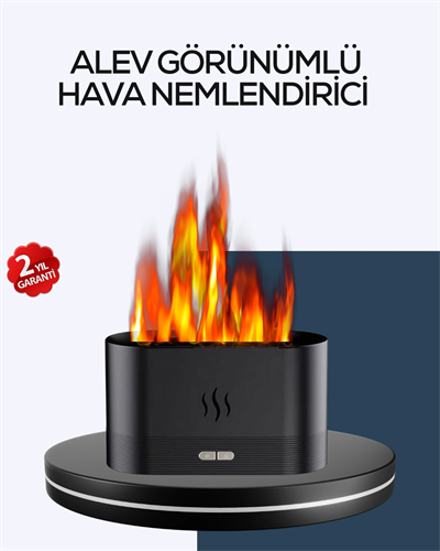 Aromatik Oda Kokusu Difüzörü Alev Tasarımlı LED Işıklı Nemlendirici