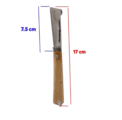 Aşı Bıçağı Profesyonel Çelik Tepeli Uçlu Bağ Ağaç Budama Aşı Çakısı 170 Mm Ahşap Saplı Bıçak Çakı