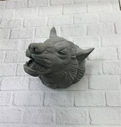 Asılabilir Gri Kurt Heykeli Ev Ofis Duvar Süslemesi Dekoratif