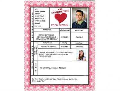 Aşk Cumhuriyeti Tapusu