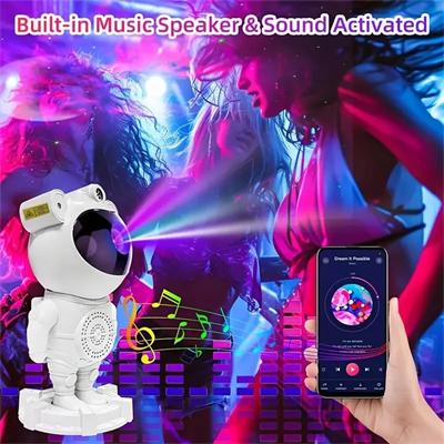 Astronot Gece Lambası Projektör Bluetooth Hoparlör Uzaktan Kumandalı Bx40