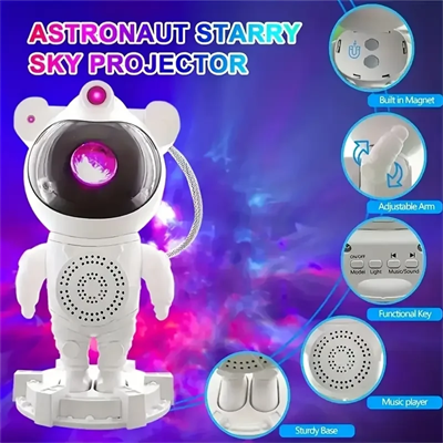 Astronot Gece Lambası Projektör Bluetooth Hoparlör Uzaktan Kumandalı Bx40