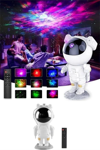 Astronot Şeklinde Bluetooth Hoparlör Gökyüzü Kumandalı Aydınlatma Lamba