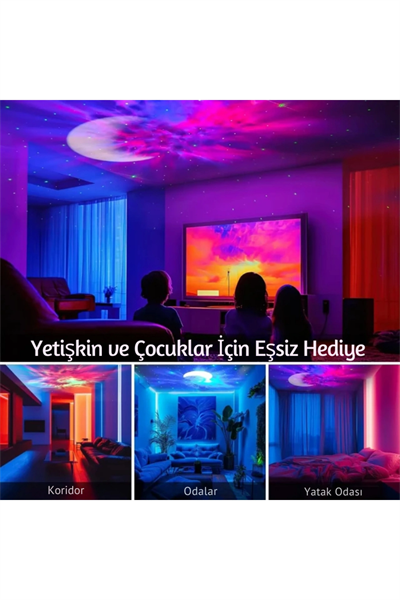 Astronot Tasarımlı Bluetooth Hoparlörlü HD Yıldız Projeksiyonlu Dekoratif Gece Lambası