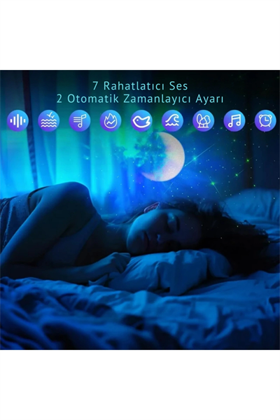 Astronot Tasarımlı Bluetooth Hoparlörlü HD Yıldız Projeksiyonlu Dekoratif Gece Lambası