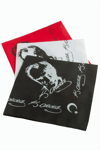 Atatürk İmzalı Desenli Keten Bandana 50*50