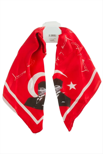 Atatürk İmzalı Zr Saten Fular 50*50 cm