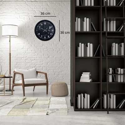Atatürk Tasarımlı Siyah 36 Cm Premium Duvar Saati