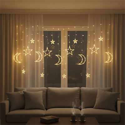 Ay Ve Yıldız Figürlü Kumandalı 12 Sarkıtlı 120 Led Dekor Işık – Dekoratif Ortam Ve Masaüstü Aydınlatması Bx40