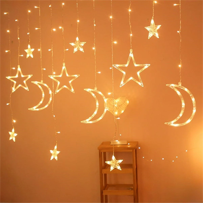 Ay Ve Yıldız Figürlü Kumandalı 12 Sarkıtlı 120 Led Dekor Işık – Dekoratif Ortam Ve Masaüstü Aydınlatması Bx40