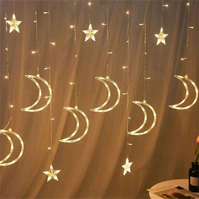 Ay Ve Yıldız Figürlü Kumandalı 12 Sarkıtlı 120 Led Dekor Işık – Dekoratif Ortam Ve Masaüstü Aydınlatması Bx40