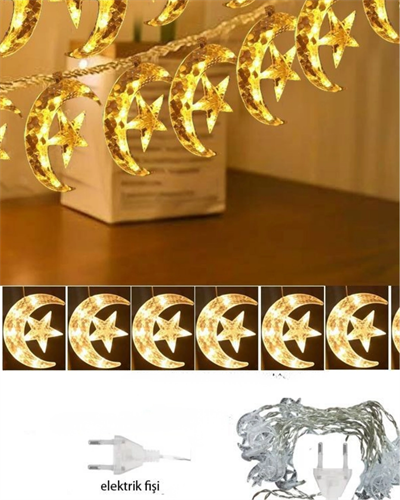 Ay Yıldız Figürlü LED Dekor Işığı Yanıp Sönme Modlu Tasarım