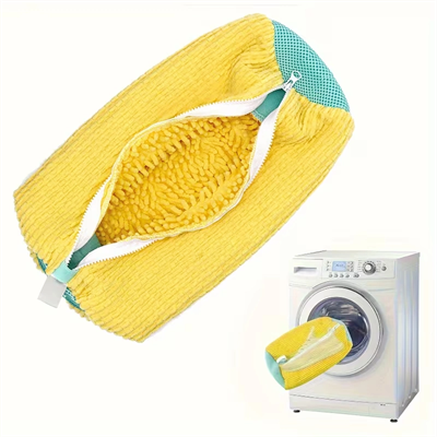 Mikrofiber Astarlı 1 Adet Ayakkabı Yıkama Torbası - Fermuarlı Spor Ayakkabı Koruyucu BX-313582