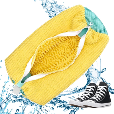 Mikrofiber Astarlı 1 Adet Ayakkabı Yıkama Torbası - Fermuarlı Spor Ayakkabı Koruyucu BX-313582
