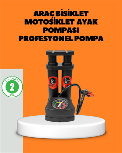 Ayaklı Bisiklet Pompası Basınç Göstergeli Çok Amaçlı
