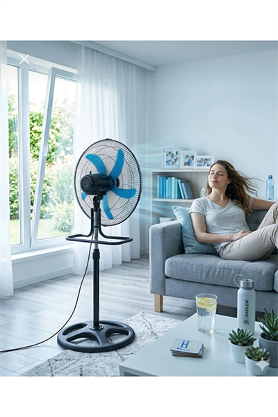 Ayaklı vantilatör siyah renk 220V 50HZ 130W 2 yıl garantili yetkili servisli - Elektronik