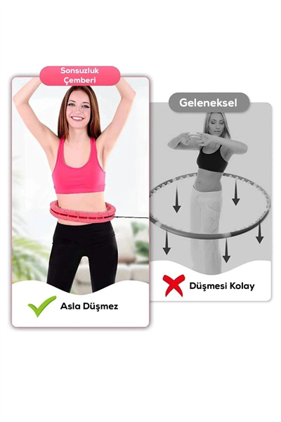 Ayarlanabilir Akıllı Hula Hoop Bel İnceletme Egzersiz Çemberi Kırmızı 24 Parça Fitness