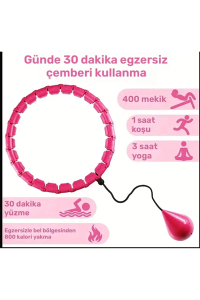 Ayarlanabilir Akıllı Hula Hoop Bel İnceletme Egzersiz Çemberi Kırmızı 24 Parça Fitness