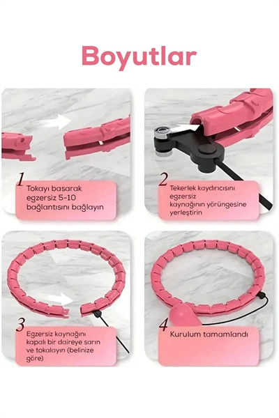 Ayarlanabilir Akıllı Hula Hoop Bel İnceletme Egzersiz Çemberi Kırmızı 24 Parça Fitness