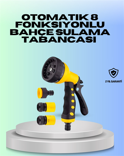 Ayarlanabilir Basınçlı 8 Modlu Bahçe Sulama Tabancası Hortum Aparatı
