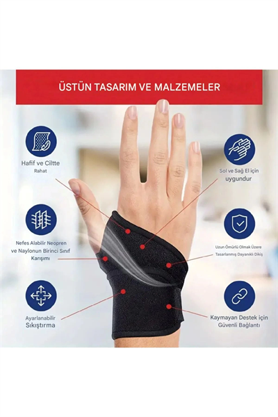 Ayarlanabilir Destekli Kadın&erkek El Bilekliği Sağ & Sol El Uyumlu, Spor Ve Günlük Kullanıma Uygun